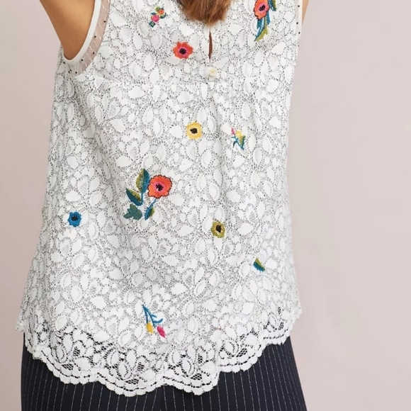 Anthropologie Maeve Macie Lace Embroidered Tank Blouse Top - Picture 2 of 14
